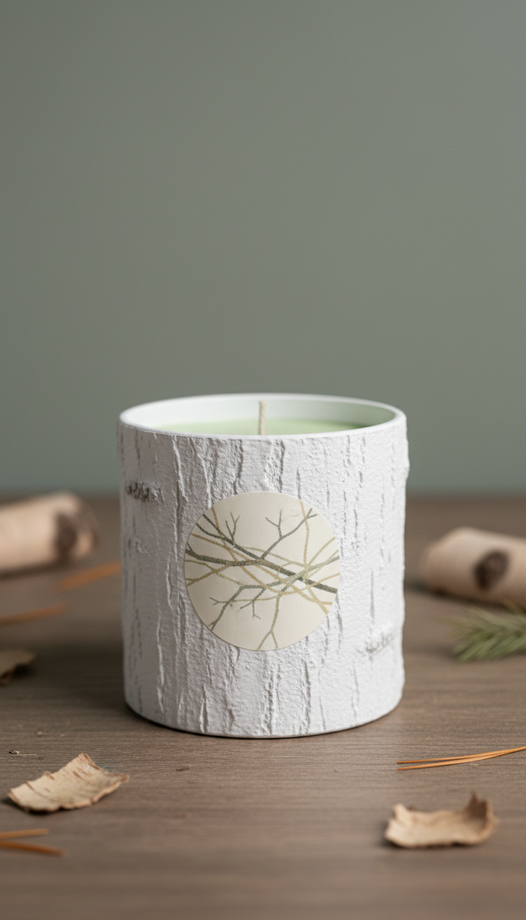 Frosted Birch Ceramic Candle