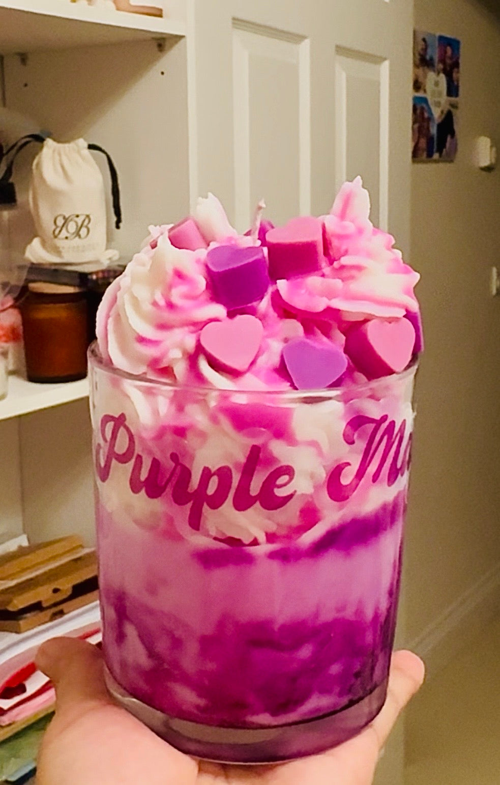 Purple Heart Whipped Candle